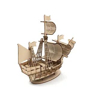 Personalizado de corte por láser manual Asamblea DIY de nave de madera, modelo de 3d rompecabezas de madera de juguete