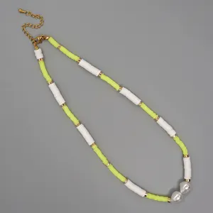 Ожерелье Go2BoHo с жемчугом в стиле барокко, модные украшения ручной работы в американском стиле, этнические ожерелья из полимерной глины с бусинами для женщин, цепочка на шею