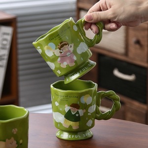แก้วเซรามิคลายการ์ตูนน่ารัก สำหรับใช้ในบ้านและออฟฟิศ แก้วอาหารเช้าคุณภาพสูง ดีไซน์ทันสมัย - Product Image 5