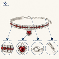 Collier pour chat en strass de cristal avec pendentif cœur, collier scintillant pour chaton avec fermoir mousqueton, collier réglable pour animaux de compagnie