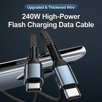 Cable USB C a C de Alta Calidad con Carga Rápida PD de 240W, Cable de Datos Tipo C de Nailon Trenzado para Laptop, MacBook, Teléfono, Tableta