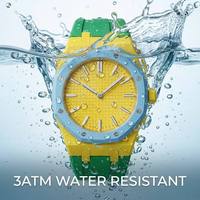 Boîtier en composite biocéramique écologique, mouvement à quartz MiYOTA, bracelet en caoutchouc, style sportif, verre résistant à l'eau, aiguilles luminescentes