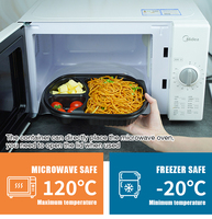 Boîte d'emballage en plastique noir pour micro-ondes, conteneur alimentaire jetable avec couvercle transparent, contenants à emporter uniques