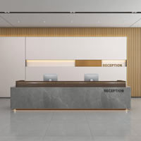 Comptoir d'accueil LED de luxe sur mesure avec rangement intégré pour hall d'hôtel, salon de beauté – Comptoir d'accueil haut de gamme