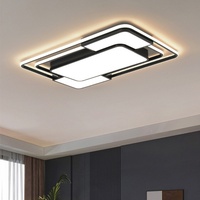 Plafonniers LED modernes noirs à intensité variable avec télécommande 3500K certifiés SAA Éclairage de chambre à coucher CRI élevé 90+ Design carré
