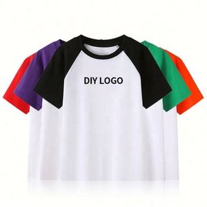 Healthy Knitted Casual Cotton Matching Color Kids Round Neck T <b>Shirts</b> with Custom Logo for Boys and Girls - Product Image 4