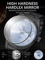Montre à quartz supérieure, montre à quartz standard, montre à diamants, montre à quartz en acier inoxydable, horloge masculine