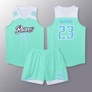 Custom For Men Teams Mesh Reversible Embroidery High Quality Sublimation Basketball Jersey Uniform