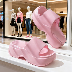 Sandales compensées pour femmes, bout ouvert, blanches, été, rehaussantes, semelle souple, tendance mode, chaussures de plage - Product Image 4