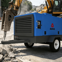 Compresseur d'air à vis diesel portable DUKAS SDP-420E, lubrifié, refroidi par air, haute efficacité, 12 m/min, 0,8 MPa, pour usage intensif en construction