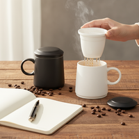 Ensemble de tasses à thé en céramique de 375 ml avec couvercle et infuseur à thé, impression de logo personnalisé, pour le thé en feuilles, cadeau de bureau