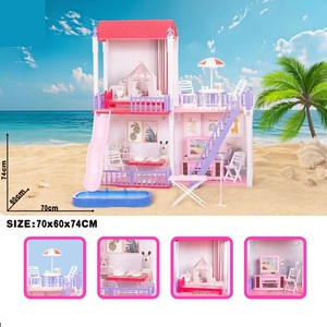 Regalo <span class=keywords><strong>de</strong></span> Halloween <span class=keywords><strong>de</strong></span> Moda: Kit <span class=keywords><strong>de</strong></span> Modelo <span class=keywords><strong>de</strong></span> Villa en Miniatura para Niñas, Completo con Tobogán y Piscina - Product Image 1