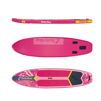 Planche à pagaie rose portable de 11'6'' avec tapis antidérapant en EVA, planche à pagaie pliable gonflable pour le surf sur lac, rivière, yoga
