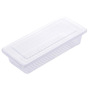 Caja de almacenamiento para refrigerador de estilo japonés, rectangular, tamaño L, con tapa de plástico, para conservar la frescura de pescado, carne y alimentos congelados - Product Image 1