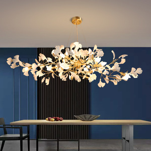 Lampadario <span class=keywords><strong>Moderno</strong></span> in Rame e Ceramica a Forma di Ginkgo 100cm Lampada a Sospensione di Lusso per Villa Soggiorno <span class=keywords><strong>Sala</strong></span> <span class=keywords><strong>da</strong></span> <span class=keywords><strong>Pranzo</strong></span> Decorazione Casa - Product Image 3