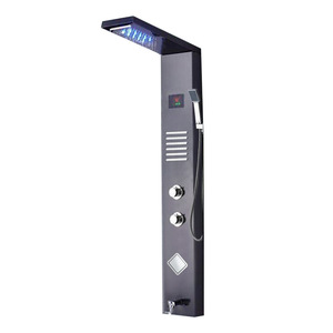 Stainless Steel Wall <b>Mounted</b> Shower Set Temperature Controlled Rain Shower With Display Rectangle Top <b>Spray</b> - Product Image 3