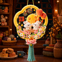 BH Lanterne en peluche 5D de style traditionnel pour le Festival de la Mi-Automne, éducative, à suspendre, DIY fait main pour enfants, lumineuse, en forme de lapin floral, à tenir à la main