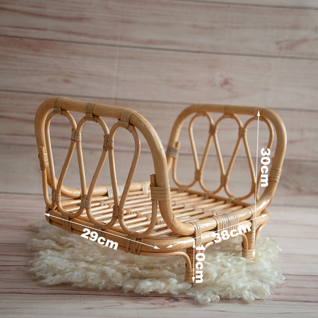 Vintage Handmade Wooden Bed Newborn Photography Prop Baby Posing Basket Suitable for 0-6m Photo Shooting Props