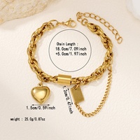 Bracelet unisexe tendance en acier inoxydable avec pendentif carré, style streetwear transfrontalier euro-américain, chaîne de couple à la mode