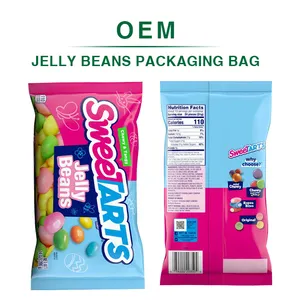 Wholesale Printed Composite Plastic Edibles Jelly Bean Bag Food Candy Snacks Ziplock Packing Foil Bolsa Pouch