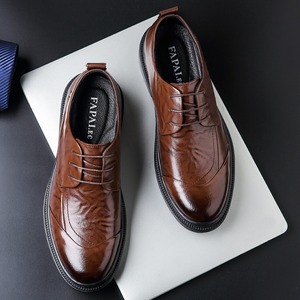 Chaussures d'affaires pour hommes en cuir de vachette pleine fleur de qualité supérieure, toutes saisons, respirantes, à lacets, semelle intermédiaire en caoutchouc - Product Image 5