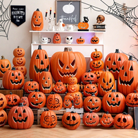 Lanterne citrouille d'Halloween lumineuse en plastique pour usage intérieur/extérieur, grandes décorations