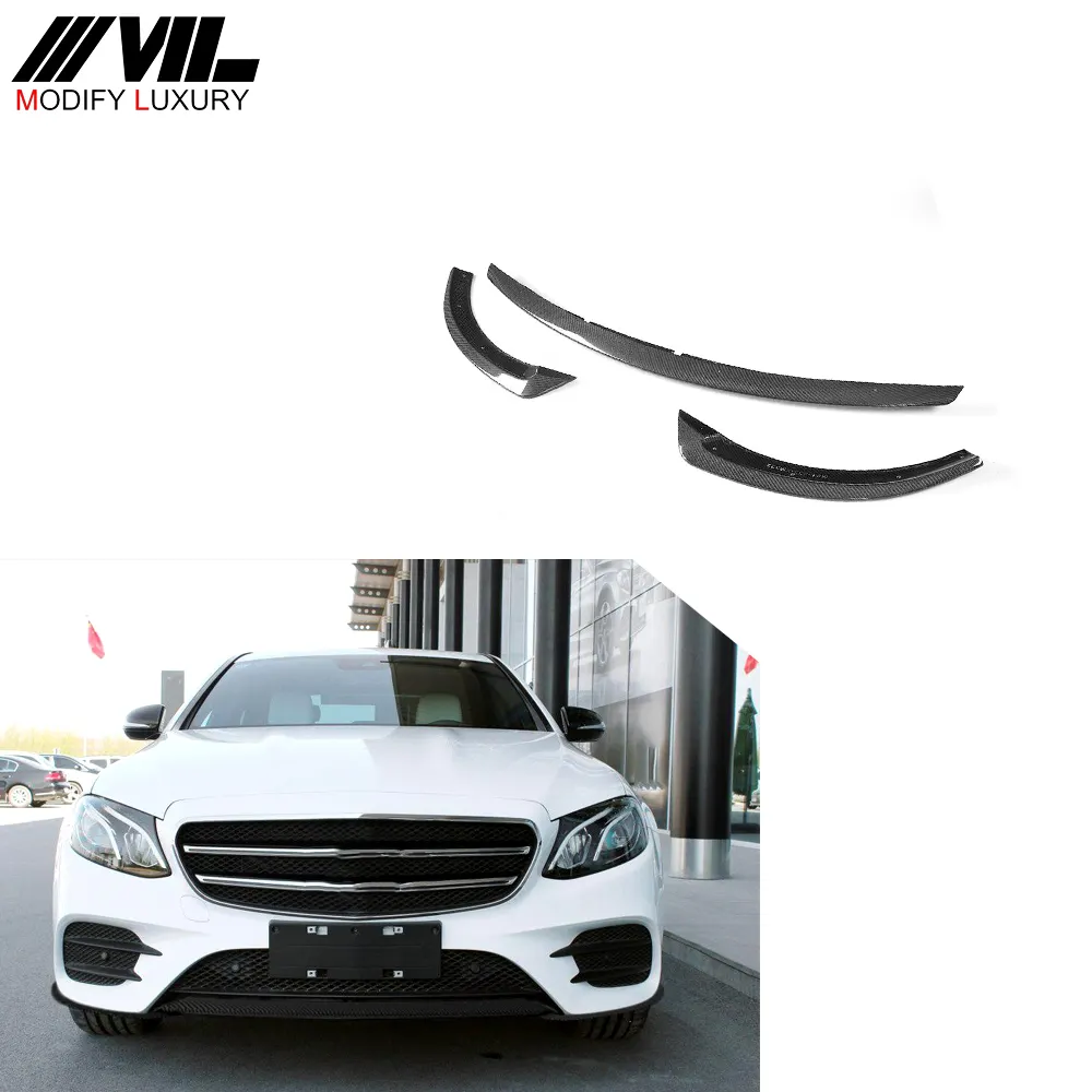 W213 E Clase 3 unids/set de fibra de carbono barbilla delante labio para Mercedes Ben z W213 E43 AMG deporte sedán 17-18