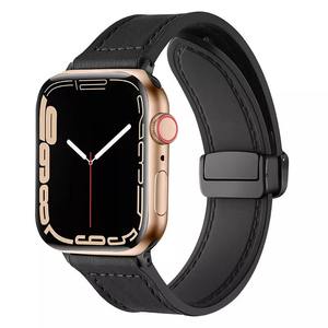 Bracelet magnétique hybride en cuir de silicone pour Apple Watch Band 38 40 41 42 <span class=keywords><strong>44</strong></span> 45 49 <span class=keywords><strong>Mm</strong></span> <span class=keywords><strong>Iwatch</strong></span> Ultra 2 <span class=keywords><strong>Se</strong></span> 9 8 7 6 5 Wristband - Product Image 6