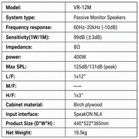 Enceinte de monitoring de scène passive pour salles polyvalentes et événements intérieurs/extérieurs, qualité professionnelle ODM VR-12M