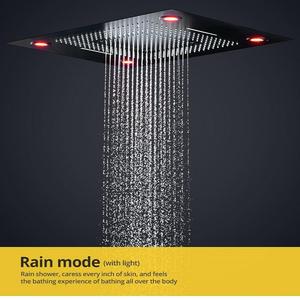 マットブラック6機能LEDシャワー蛇口セット大雨/ミスト/滝引込め天井サーモスタット浴室アパートホテル - Product Image 2