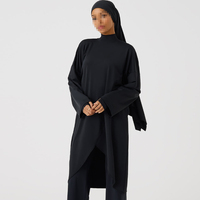 Haut de sport musulman islamique modeste personnalisé pour femmes - Spandex/Polyester Séchage rapide UPF50 Couleur unie Coupe ample