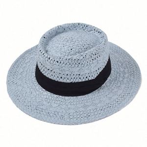High Quality Women's Summer Hand-woven Panama Straw Hat Seaside Hollow Breathable <b>Sunscreen</b> Sun Straw Beach Hat - Product Image 5