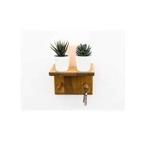 Scaffale per candele per piante, ripiano per piante con portachiavi, ripiano per foto Mini ripiano con organizer per chiavi scaffale per piante <span class=keywords><strong>in</strong></span> <span class=keywords><strong>legno</strong></span> con ganci - Product Image 1