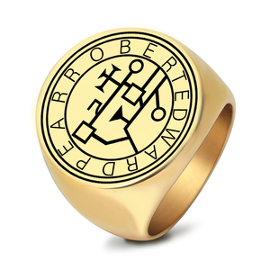 Anillo de Acero Inoxidable 316 con <span class=keywords><strong>Sello</strong></span> de la Pera <span class=keywords><strong>del</strong></span> <span class=keywords><strong>Rey</strong></span> Salomón, Grabado Láser, Amuleto, Talismán, Joyería, Anillos R130 - Product Image 1