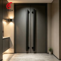 Poignée de porte moderne de luxe en acier inoxydable pour villa, hôtel, entrée en verre, finition brossée, anti-traces de doigts, noire, épaisse, longue, quincaillerie