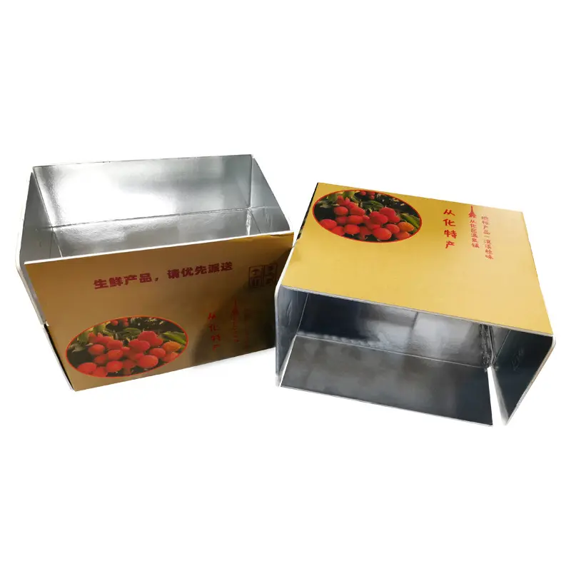 냉동 식품 배송 골판지 판지 신선한 식품 배달을 위한 방수 알루미늄 호일 라이너 거품 단열 상자
