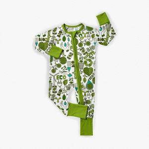 Combinaisons pour bébés imprimées personnalisées avec des motifs d'animaux et de fleurs, pyjamas pour enfants en bas âge, vêtements de nuit en bambou avec fermeture éclair - Product Image 4