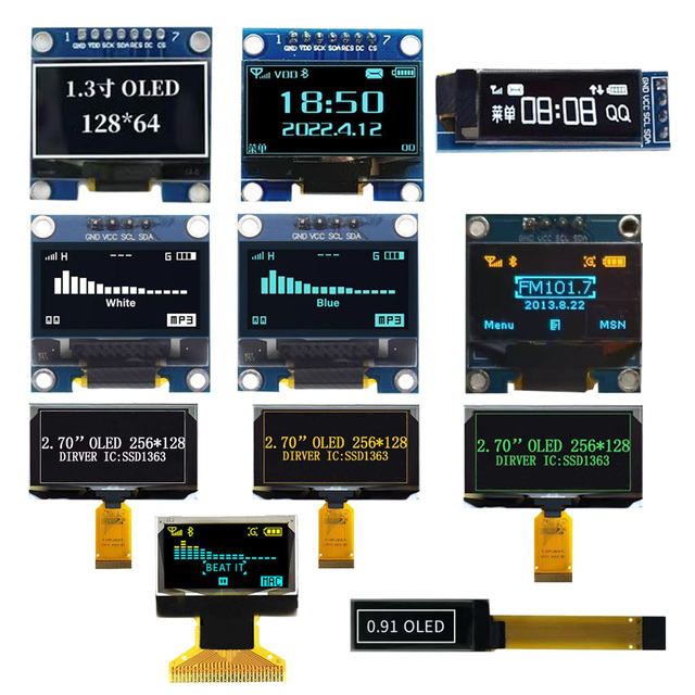 Monochrome 0.91 0.96 1.3 2.7 Inch Mini Small Micro OLED Screen LCD Display I2C SPI Serial Module