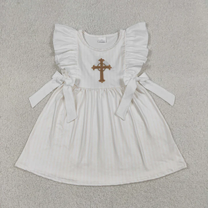 Robe Little Sisters Wear pour filles, motif lapin bleu avec nœuds, vêtements assortis pour Pâques - Product Image 3