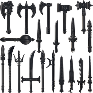 Moc médiéval <span class=keywords><strong>Qin</strong></span> dynastie Trident épée soldat chevalier cheval montage brique militaire figure gilet armure drapeau jouet - Product Image 1
