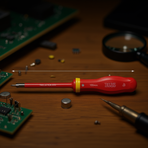 Destornillador con mango rojo, punta de precisión de 100 mm de longitud para reparación de productos electrónicos - Product Image 3