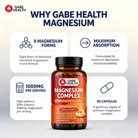 Complexe de magnésium personnalisé 8-en-1 en capsules 1000mg, absorption maximale, sans OGM, 90 unités pour les fonctions corporelles, adultes, OEM