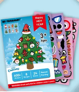 Children's cartoon Christmas DIY sticker Santa Claus snowman cute expression sticker Face Stickers For Children's Game