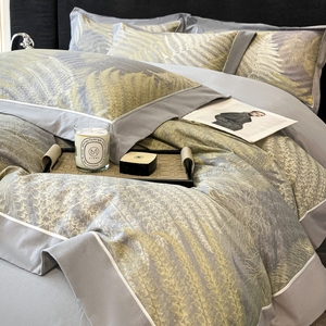180-count Cotton <b>Bedding</b> <b>Set</b> Foliage Pattern Breathable Home Use Duvet Cover Sheet Pillowcase <b>Set</b> - Product Image 2