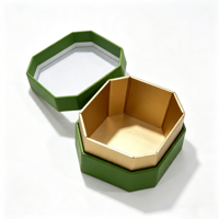 Boîte cadeau rigide en cuir vert texturé, boîte d'emballage pour bijoux, logo personnalisé, boîte cadeau octogonale de luxe pour cosmétiques et parfums, vente en gros