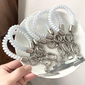 <span class=keywords><strong>Cordon</strong></span> de téléphone minimaliste en spirale, sangle de poignet élastique télescopique pour téléphone, chaîne de téléphone portable anti-perte à double fermoir - Product Image 4
