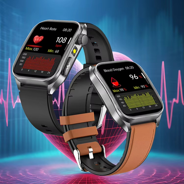 E810 Smart Watch With ECG SOS Heart Rate Sleep Health Monitoring 1.95 Inch AMOLED Screen Fitness Tracker Smartwatch