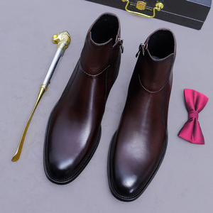 Bottes en cuir de haute qualité pour hommes, grandes tailles, style rétro et tendance, chaussures pour hommes faites à la main, chaussures en cuir pour affaires, chaussures en cuir à tige haute. - Product Image 3