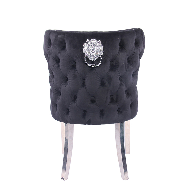 Классический роскошный современный итальянский стул для столовой из бархатной ткани с металлическими ножками