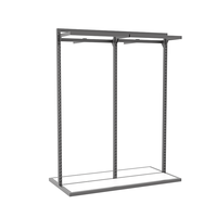 Présentoir de vêtements Nakajima en acier cornière et tube carré noir, pour magasin de vêtements, avec étagère latérale suspendue du sol au plafond